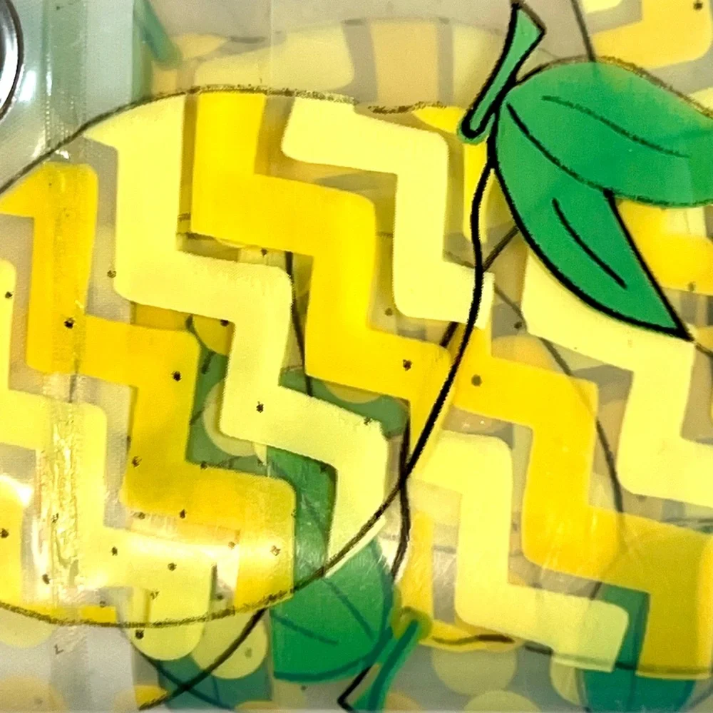 Lemons Peva Shower Curtain Polka Dots Zigzag Patterns Metal Grommets Bright
